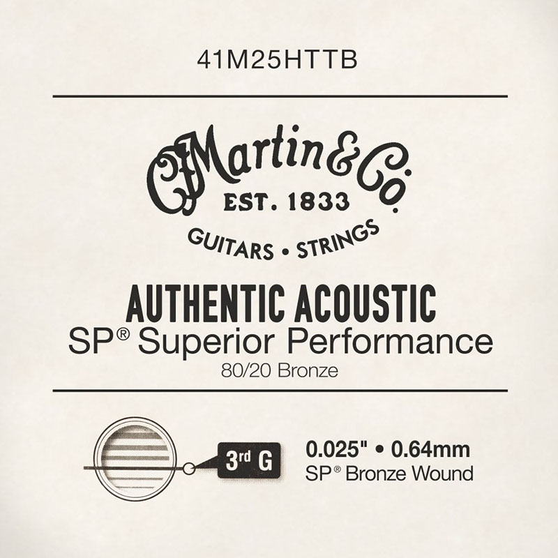 Струна Martin 41M25HTTB Authentic Acoustic 80/20 Bronze String .025