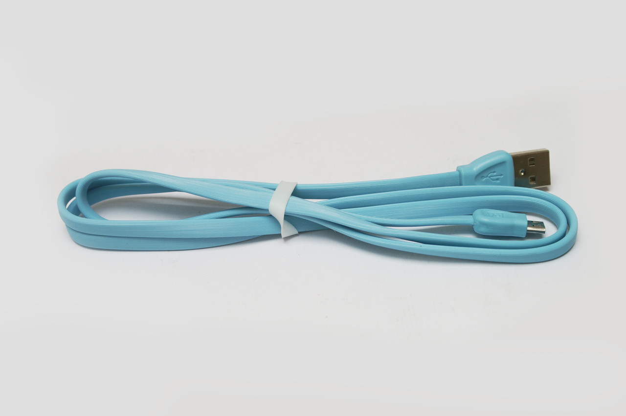 Кабель Remax 028 USB-MICRO USB плоский провід 1 м Блакитний (np2_0724)