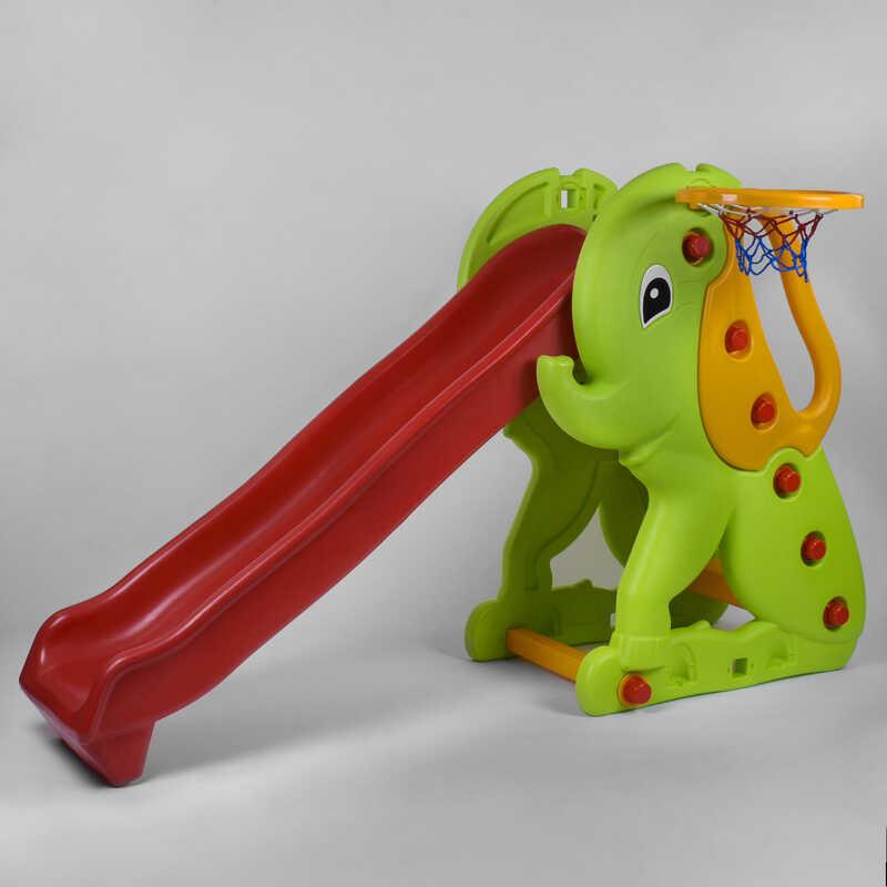 Пластикова дитяча гірка Pilsan "Elephant Slide" зелено-червона 180 см 06-160