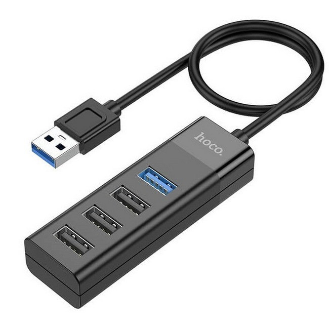 USB HUB розгалужувач HOCO USB Easy mix HB25 USB3.0 3USB2.0 Black N
