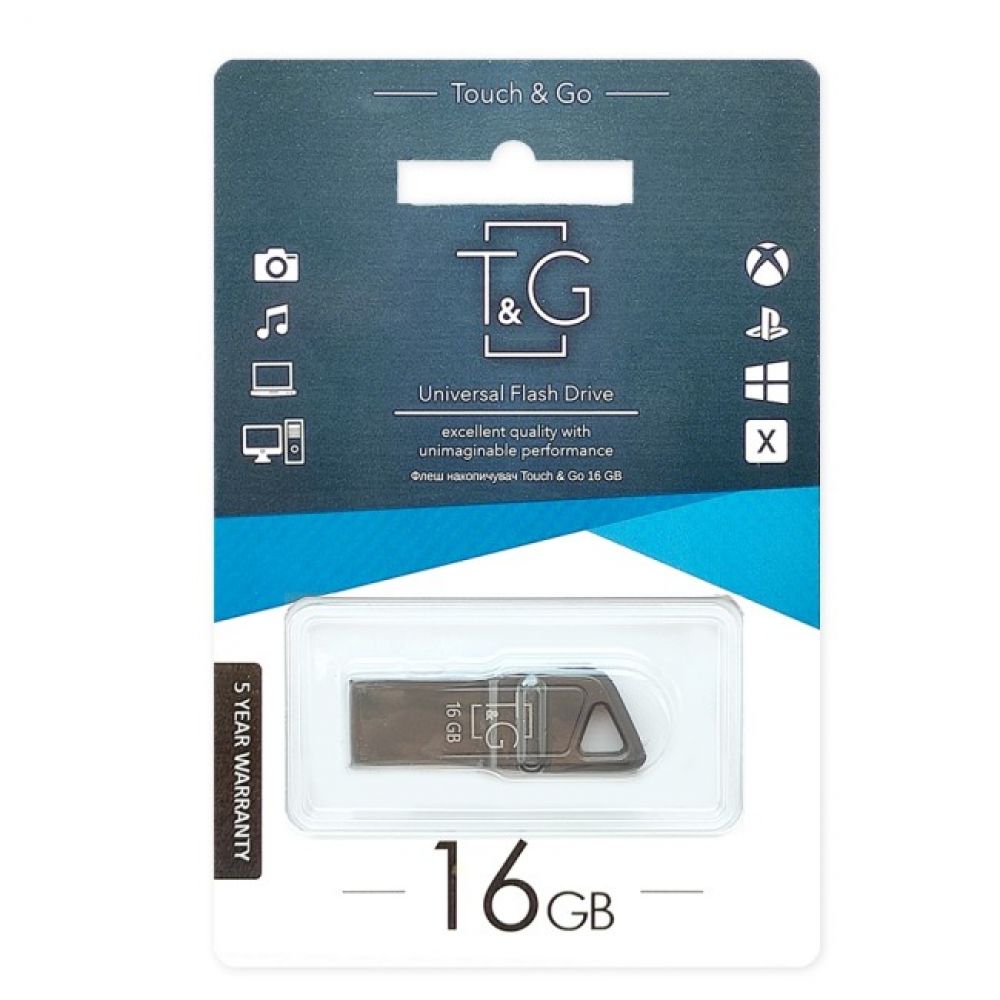Флеш пам'ять T&G USB 2.0 16GB Metal 114 Steel