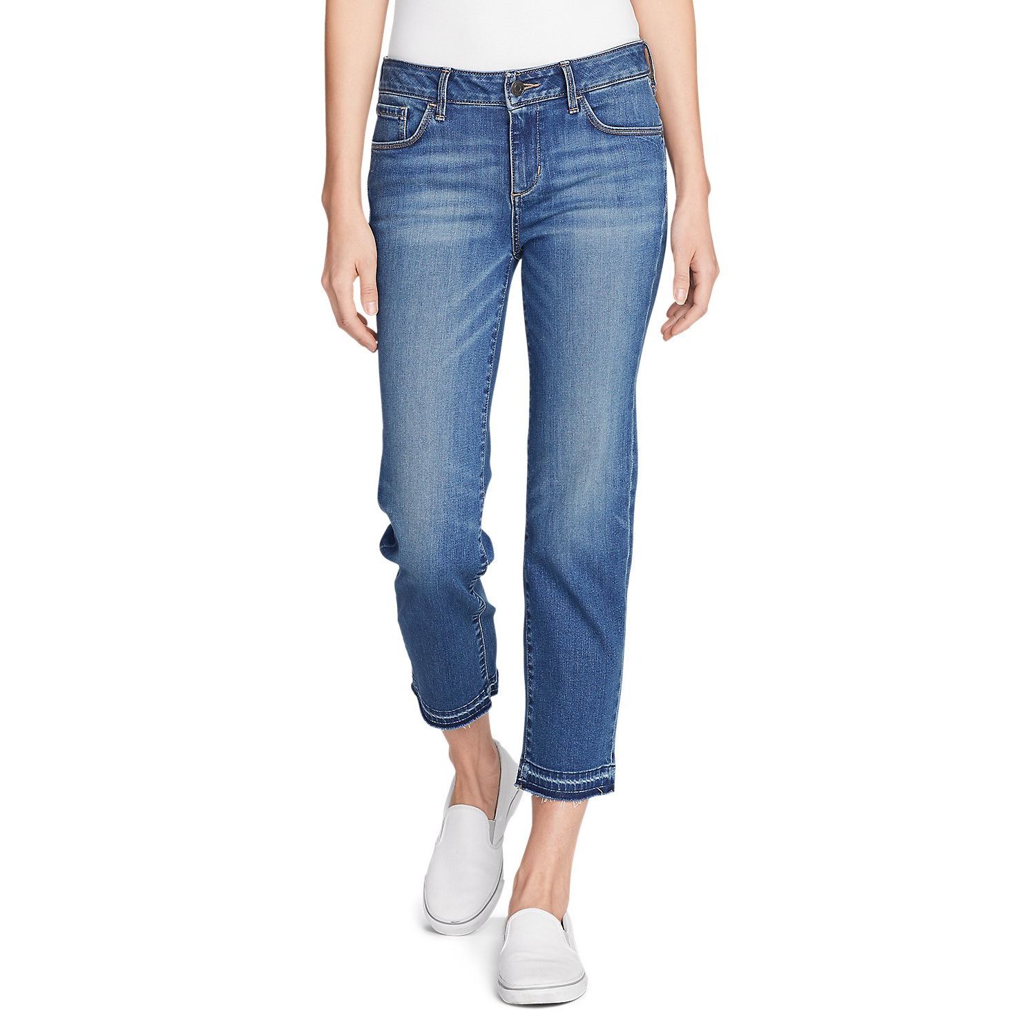 Джинсы Eddie Bauer Womens Elysian Slim Straight Crop Jeans MED VINTAGE 8 Голубой (0915MVI)
