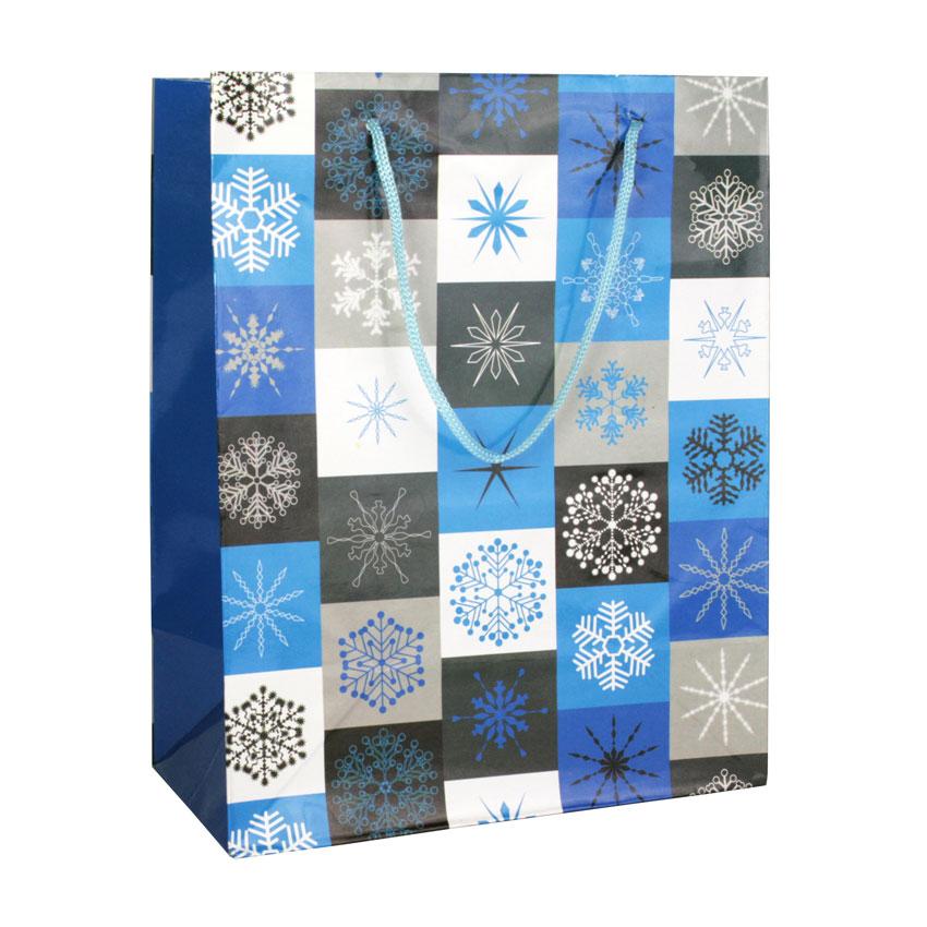 Сумочка Бумажная Snowflakes 18х23х10 см Белый с Голубоым (20922)
