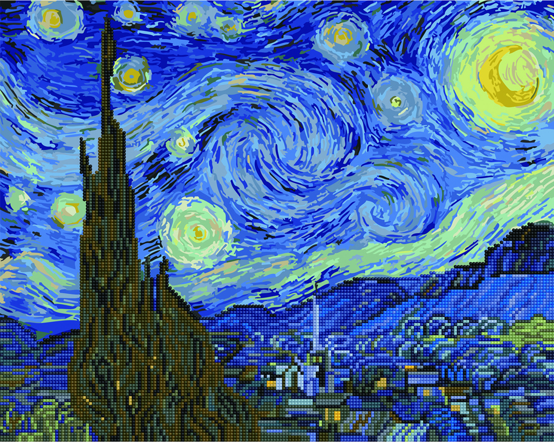 Алмазная мозаика-картина BrushMe Звёздная ночь Ван Гог 40х50 см GZS1001