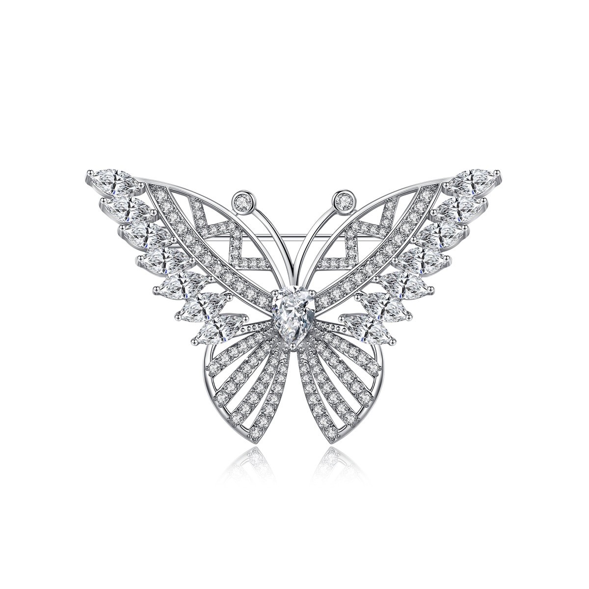 Брошь BROCHE Lux Бабочка серебристая BRBF113358