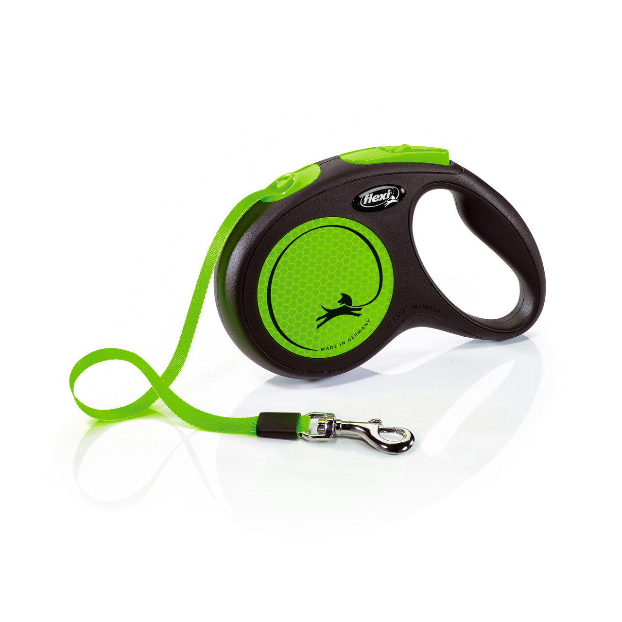 Поводок рулетка для собак Flexi New Neon М 5 м до 25 кг зелёный