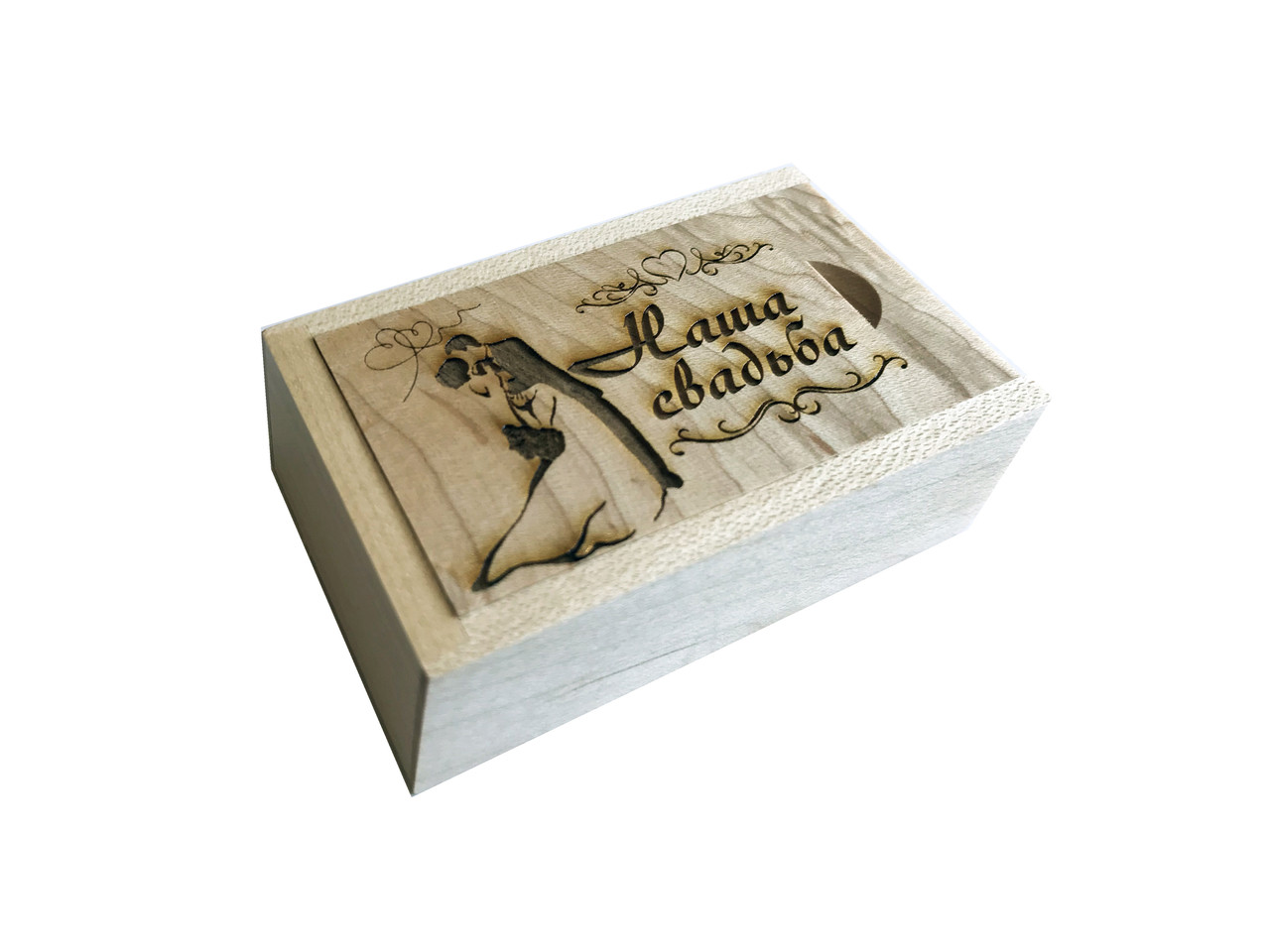 Флешка SUNROZ Wooden USB Flash Drive дерев'яний флеш накопичувач з гравіюванням Наше весілля 16 Gb USB (SUN0823)