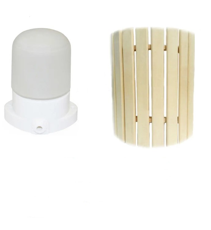 Светильник для бани LINDNER Lisilux + Ограждение светильника для бани и сауны PRO 28х33 см