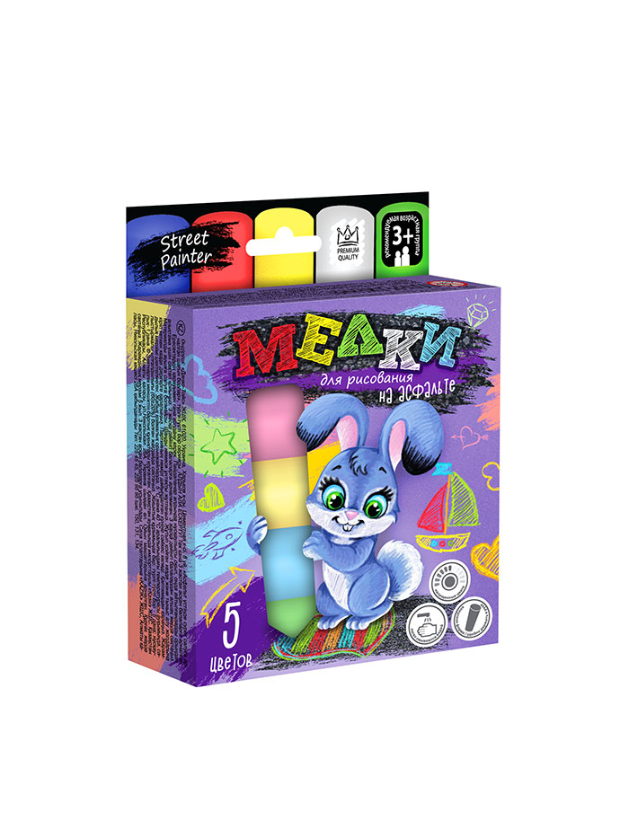 Мелки для рисования на асфальте Dankotoys 5 цветов (MEL-01-03)