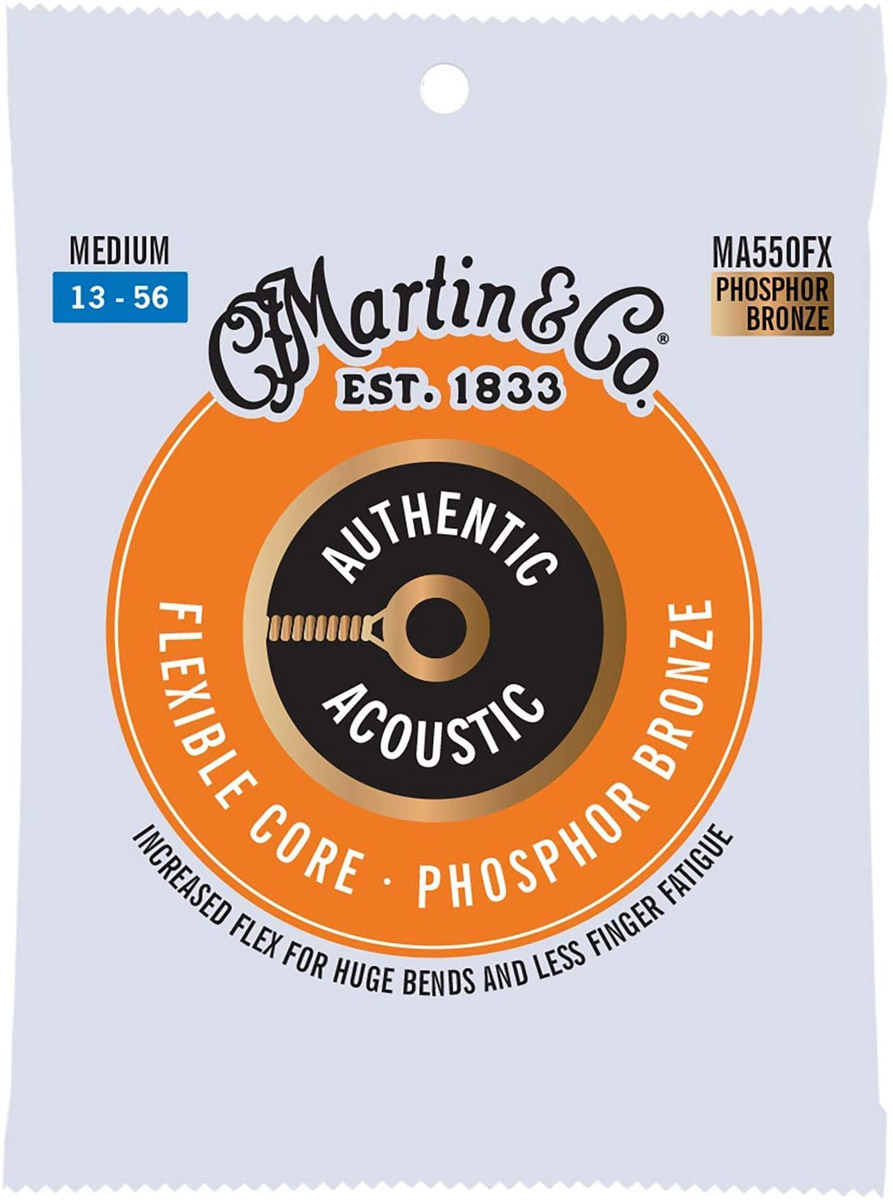 Струны для акустической гитары 6 шт Martin MA550FX Flexible Core Phosphor Bronze Medium Authentic Acoustic Guitar Strings 13/56