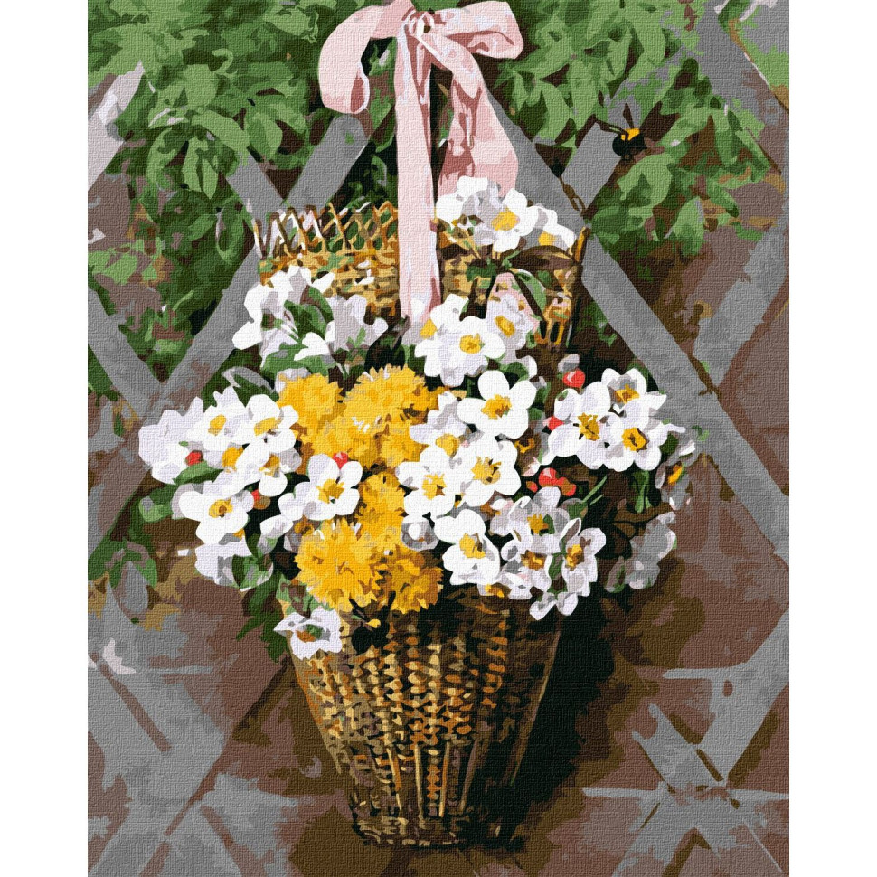 Картина по номерам "Плетеная корзина с цветами" ©Paul De Longpre Идейка KHO2097 40х50 см