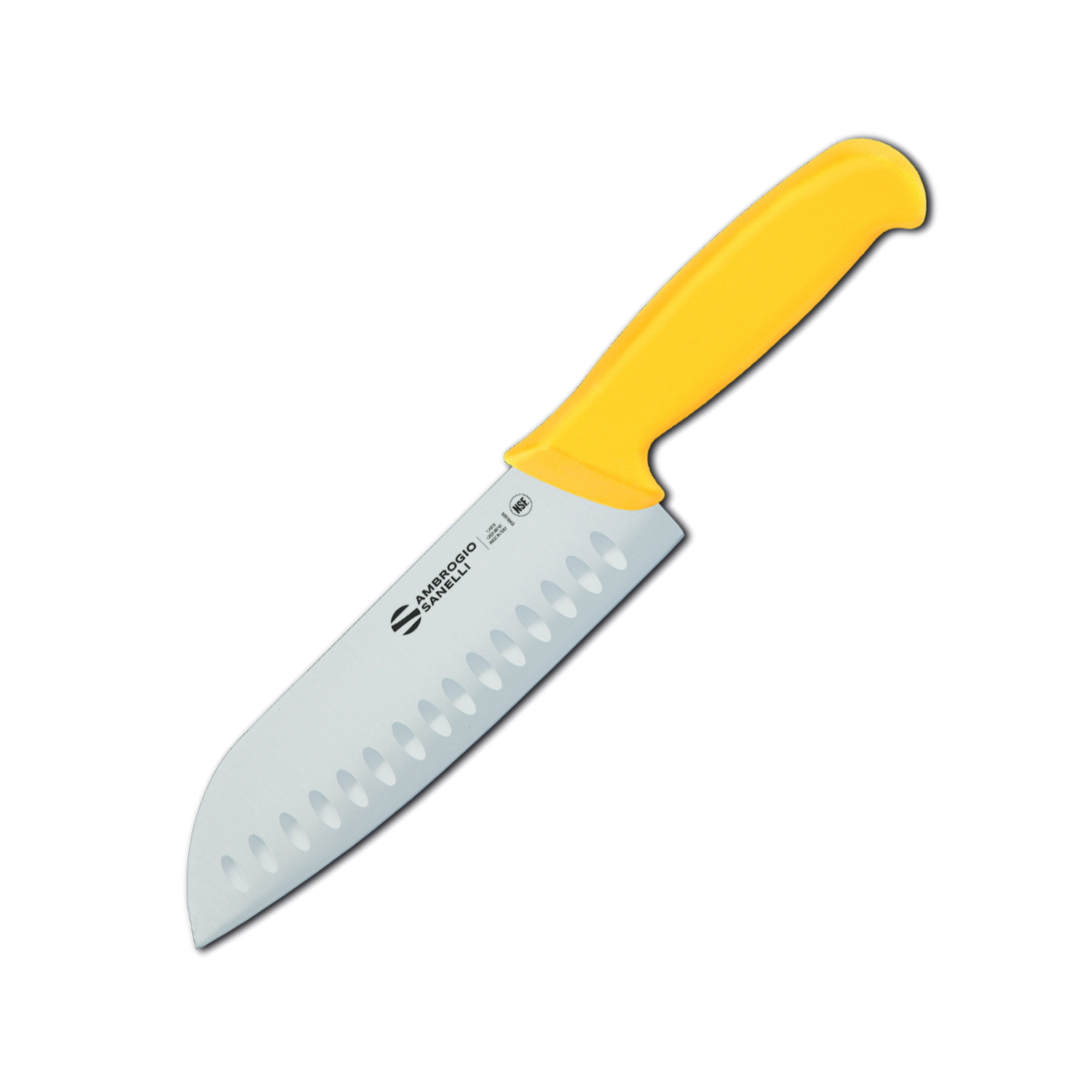 Нож Сантоку Sanelli Ambrogio Supra особое лезвие грантон 18 см Желтый (77990)