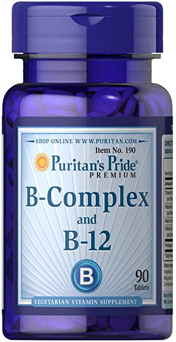 Вітаміни групи В, Puritan's Pride, Vitamin B-Complex та Vitamin B-12, 90 таблеток (30979)