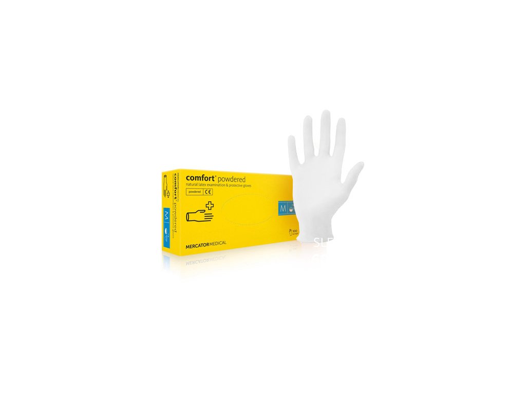 Рукавички Comfort Powdered латексні оглядові нестерильні припудрені MERCATOR MEDICAL M 100шт Білий