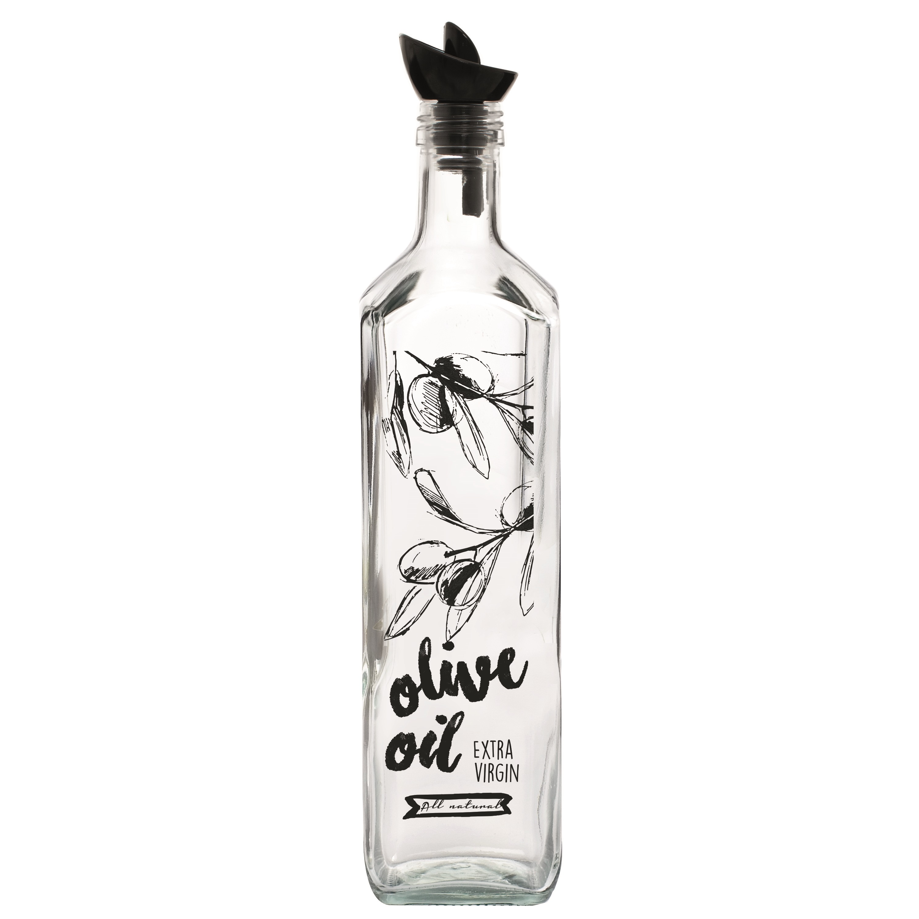 Бутылка для масла Herevin Oil&Vinegar Bottle-Black-Olive 1000 мл Прозрачный (6738435)