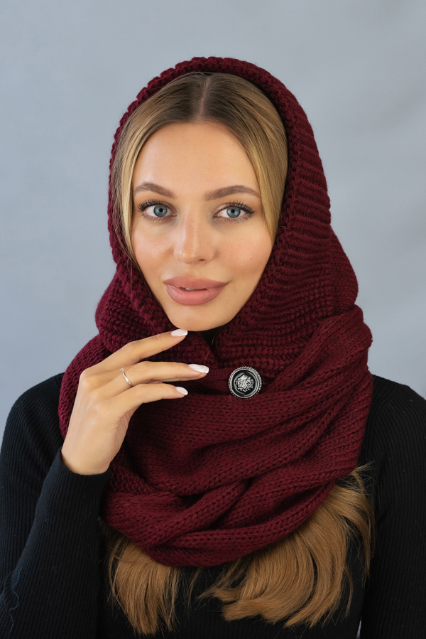 Капюшон с шарфом Braxton Дайна 56-59 Бордовый (5304)