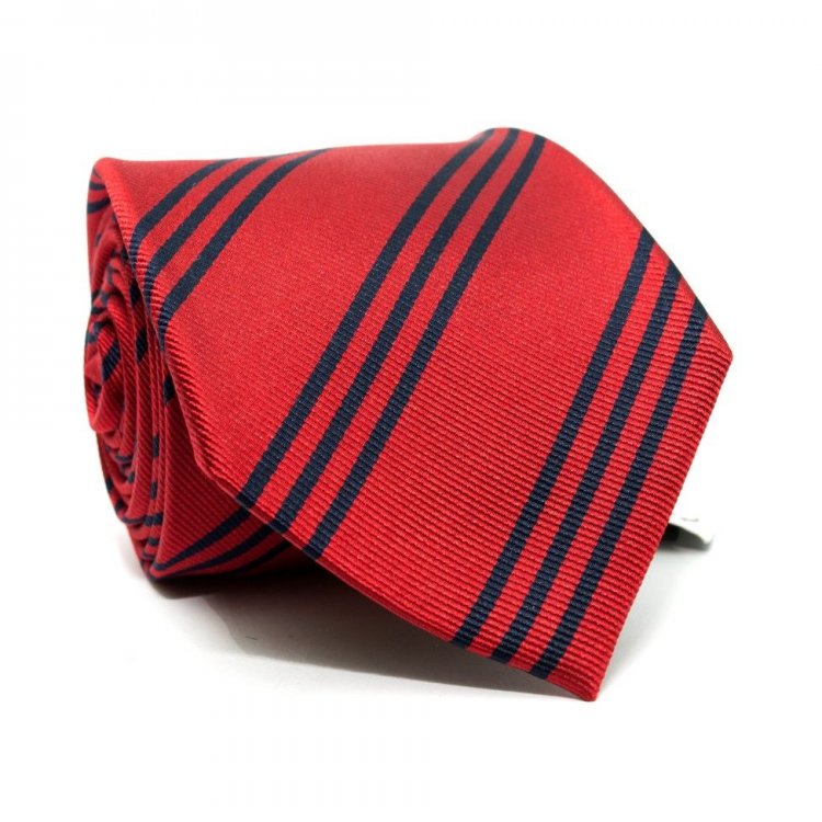 Краватка Чоловічий Червоний Сині Смужки Gin-2501
