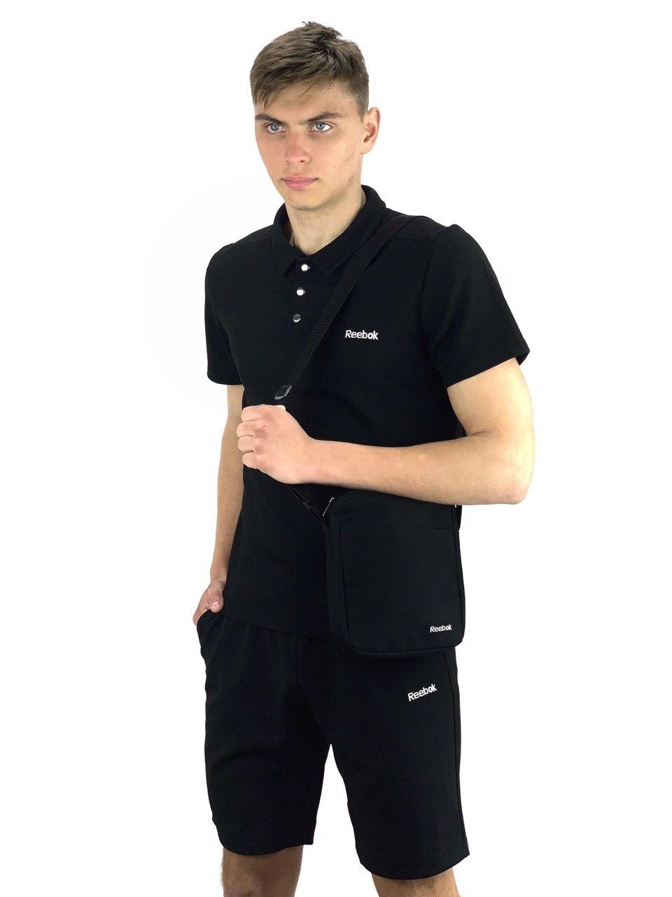 Комплект Футболка Polo+ Шорти+ Барсетка Reebok Репліка S Чорний (KomReebBlack 1/1)