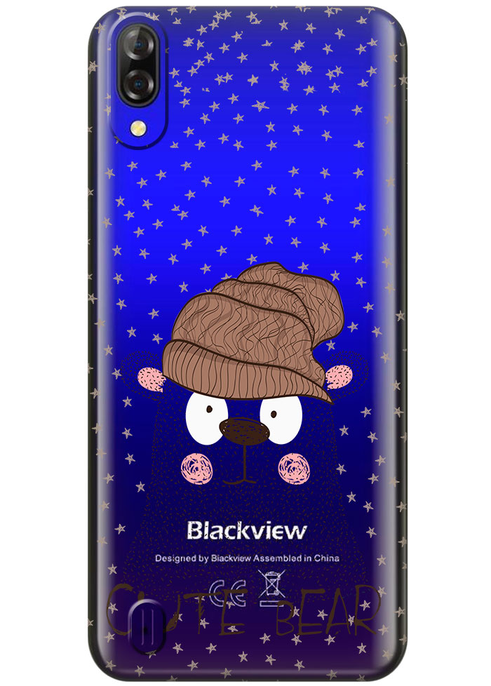 Прозрачный силиконовый чехол iSwag для Blackview A60 с рисунком - Медведь (H570)