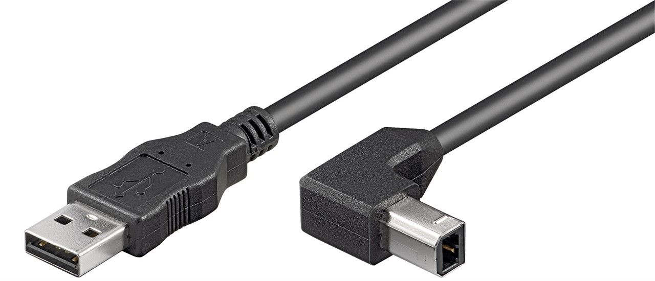Кабель принтера Goobay USB2.0 A-B M/M  0.5m AWG28 90°вниз 2xShielded Cu чорний (75.09.3016)