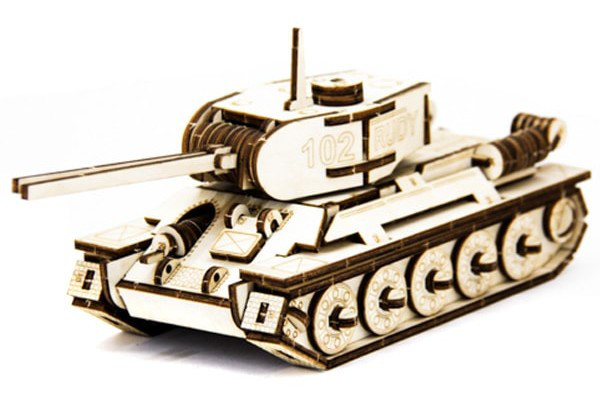 Механічний дерев'яний 3D пазл SUNROZ Танк T-34 127 елементів (SUN1750)