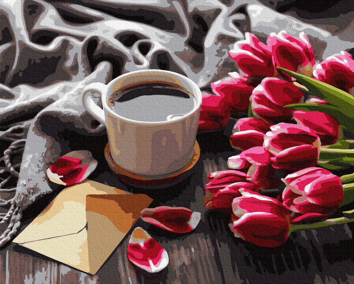 Картина за номерами BrushMe Тюльпани до кави 40х50см GX36492