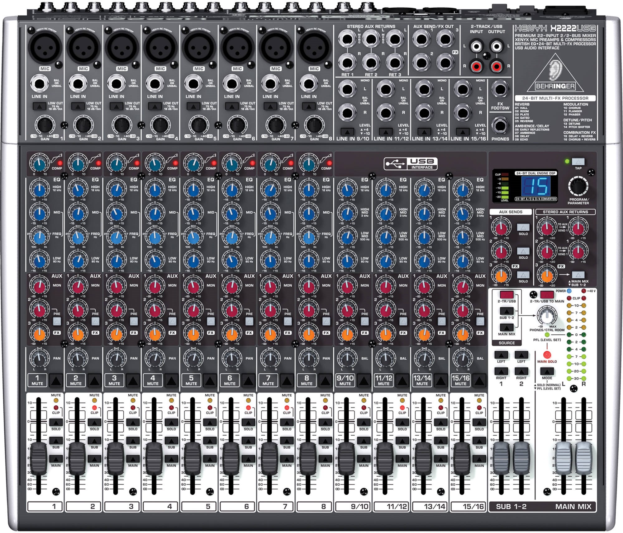 Мікшерний пульт Behringer Xenyx X2222USB Black (PL00955)
