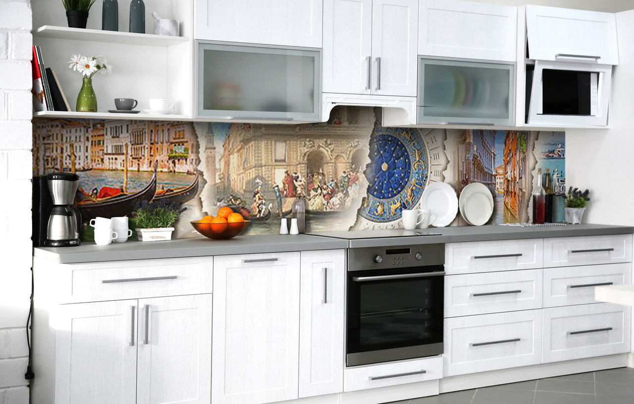 Наклейка на скинали Zatarga на кухню «Венецианский карнавал» 600х2500 мм виниловая 3Д наклейка кухонный фартук