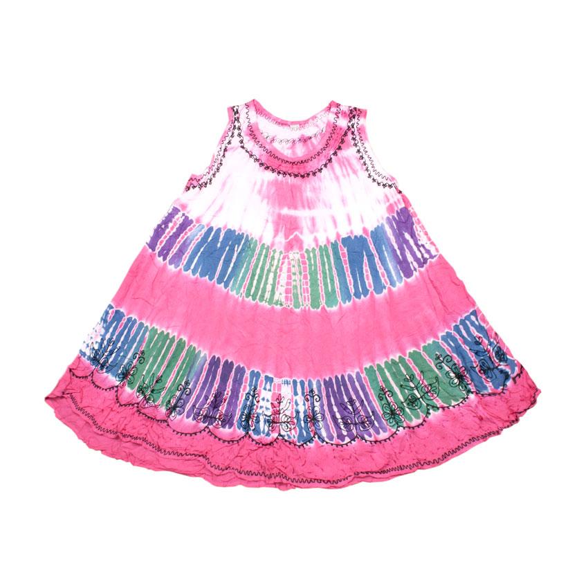 Платье Летнее Karma Вискоза Вышивка Свободный размер Оттенки Розового с цветными вставками(24380)