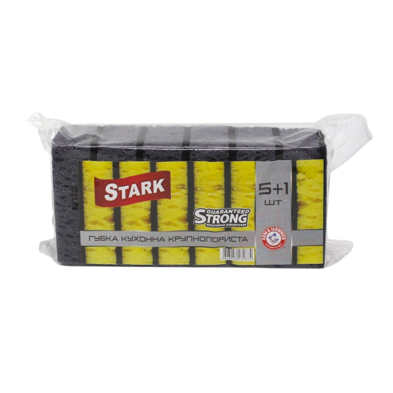 Губка кухонна Stark крупнопориста 9,8х6,8х3,5 см Чорний 6 шт