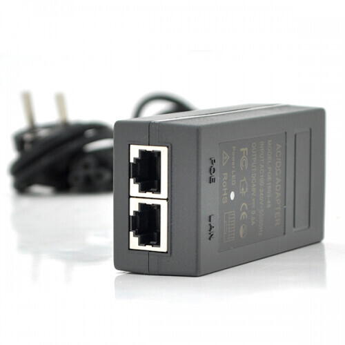 POE инжектор Merlion 48V 0.5A (24Вт) с портами Ethernet с + кабель питания