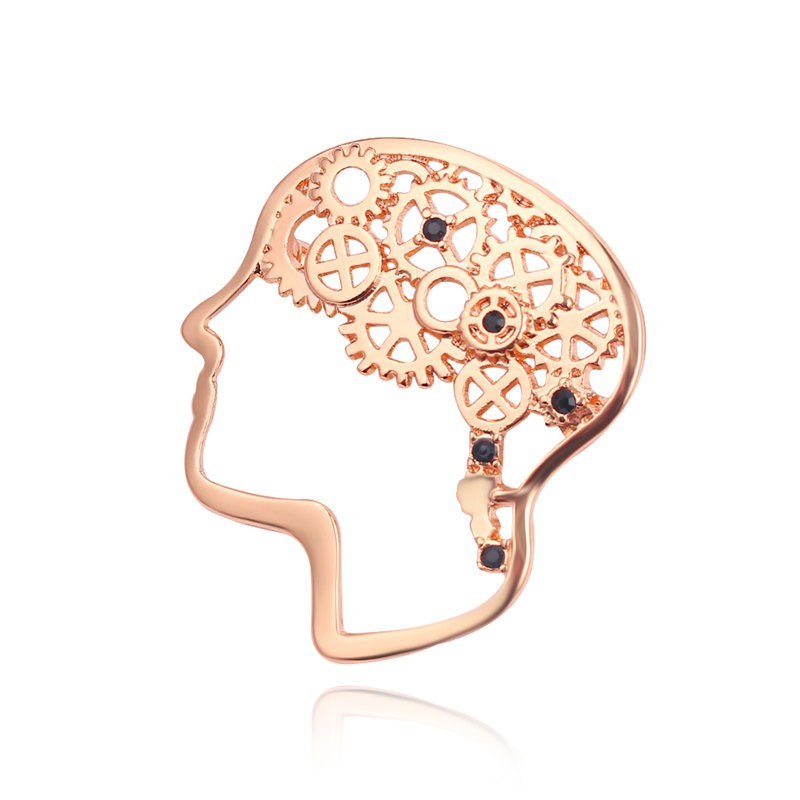 Значок BROCHE Мозг Шестерёнки медный BRGV112540