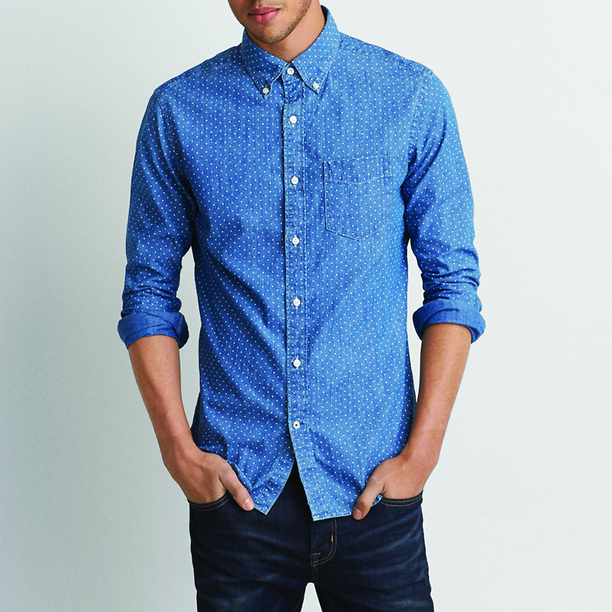 Сорочка AEO Chambray Button Down XL Синій (0153-9181BL)