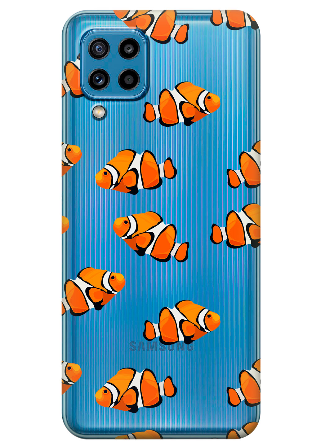 Прозрачный силиконовый чехол iSwag для Samsung Galaxy M32 с рисунком - Рыбки (KS15241)