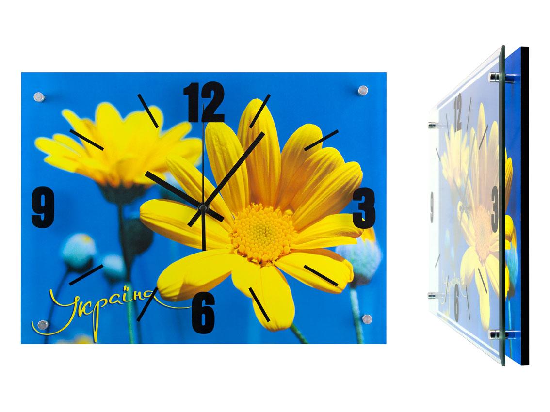 Часы настенные Montre Украина Цветок подсолнуха 28x38 см Стекло Тихий ход (18135)