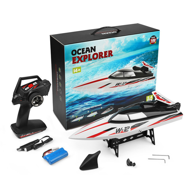 Катер скоростной на радиоуправлении с защитой от опрокидывания WL Toys WL-912A RC 47 см 35км/ч Бело-черный (WL912-A)