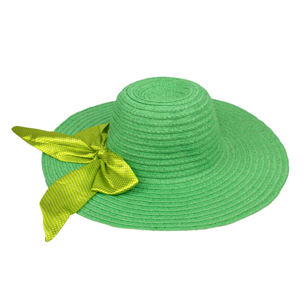 Шляпа соломенная женская Summer hat атласная лента летняя 56-58 Зелёный (17509)