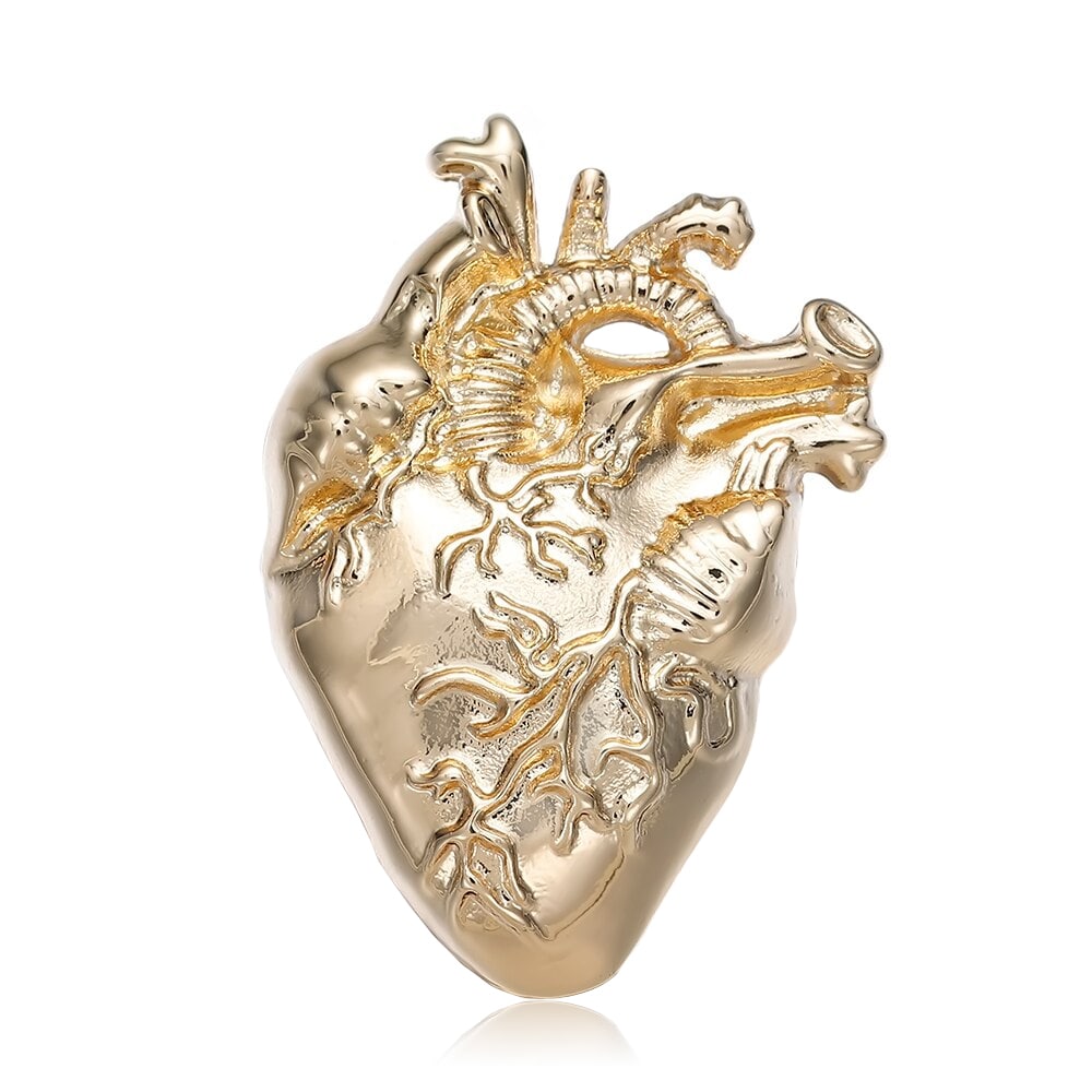 Брошь-значок BROCHE Анатомическое Сердце золотистая BRGV111520