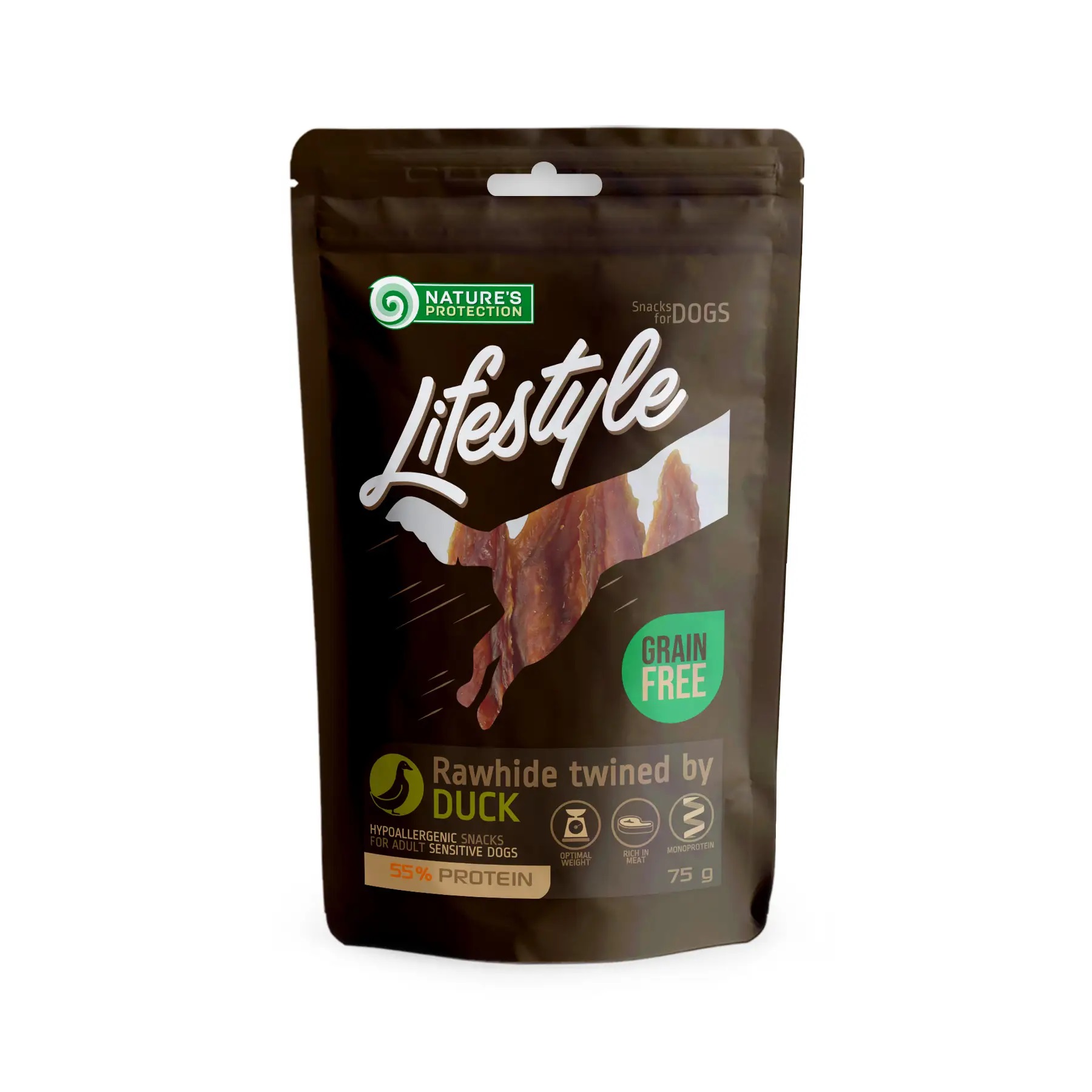 Лакомство для собак крученные палочки из сыромятной кожи с уткой Nature's Protection Lifestyle Snack For Dogs Rawhide Sticks Twined By Duck 75 г (SNK46149)