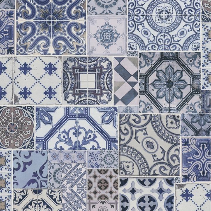 Вінілові шпалери на флізеліновій основі Collage PS International Синій-Сірий-Білий (42506-10)