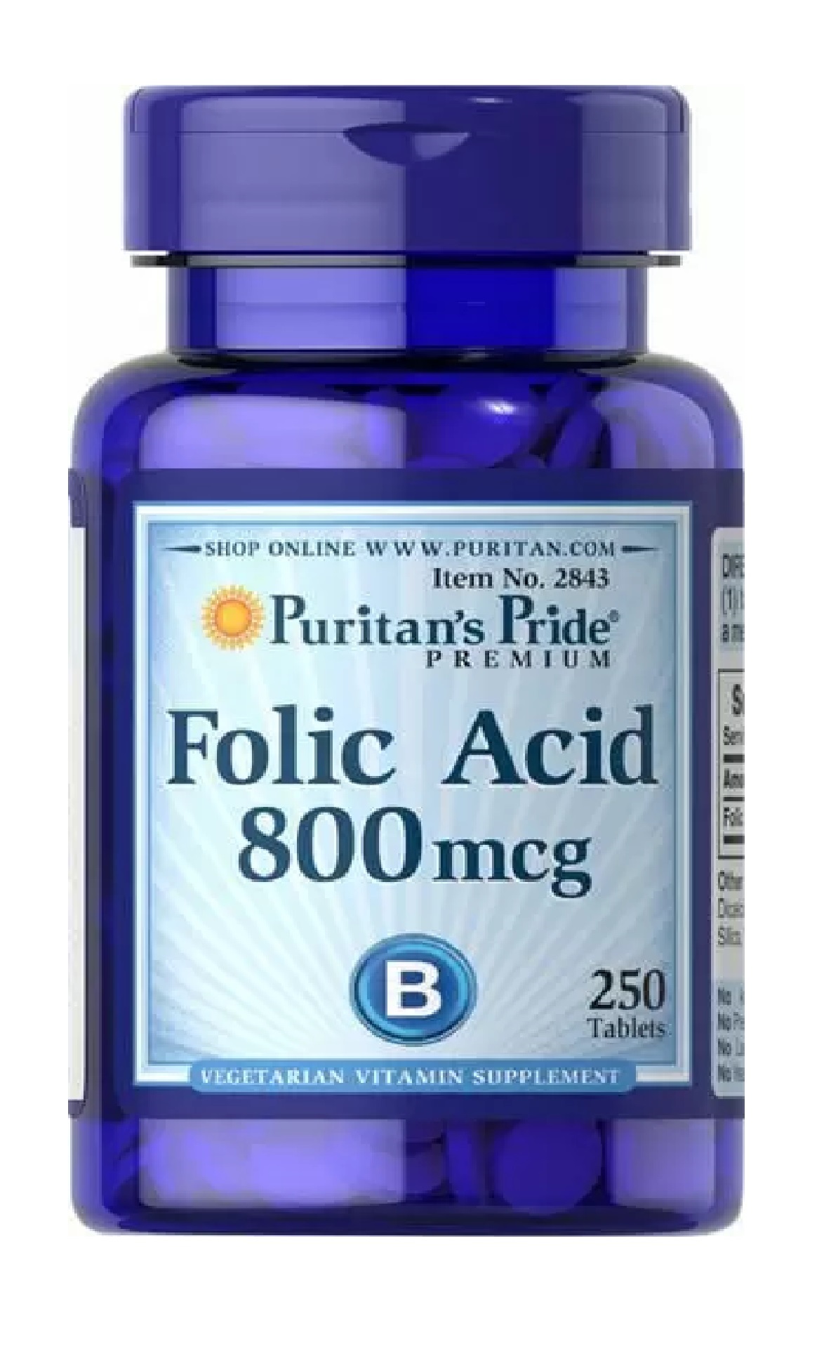 Фолиевая кислота Puritan's Pride Folic Acid 800 mcg 250 Tabs