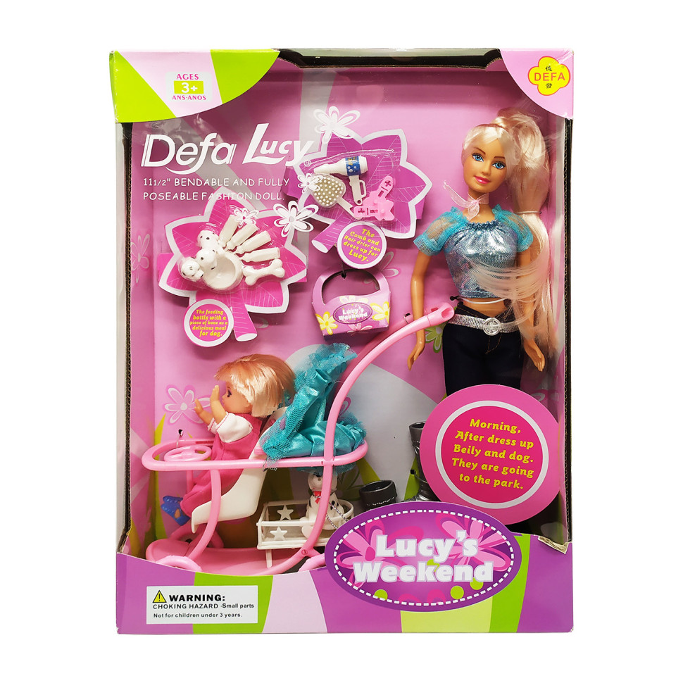 Детская кукла с дочкой DEFA 20958 с аксессуарами Бирюзовый