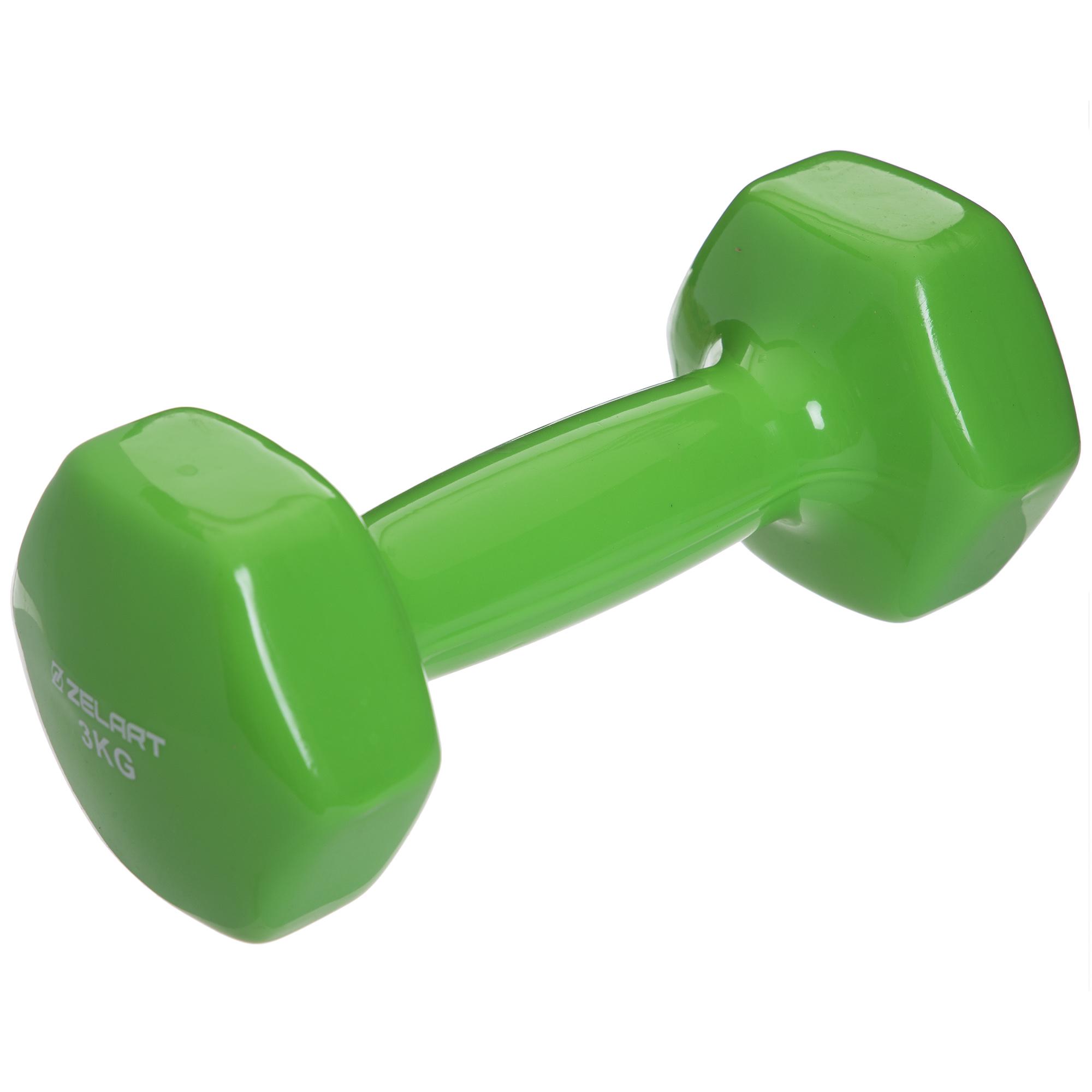 Гантель для фитнеса с виниловым покрытием Zelart TA-2777-3 3 кг Green (SK000128)
