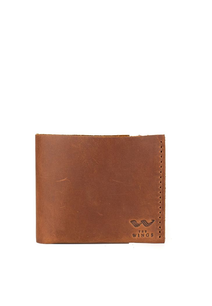 Кожаный кошелек Mini с монетницей светло-коричневый винтажный The Wings