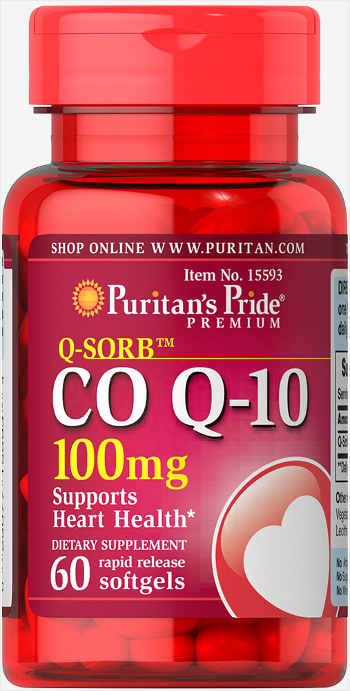 Коэнзим Puritan's Pride, Q-10, Q-SORB Co Q-10, 100 мг, 60 капсул (32360)