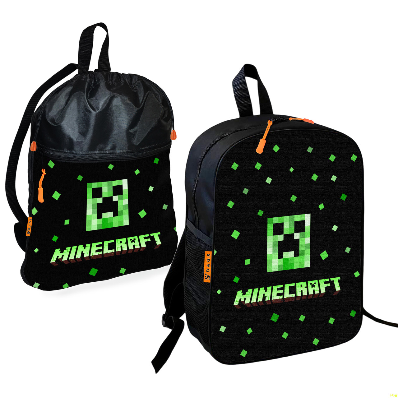 Дитячий шкільний рюкзак з сумкою для взуття Minecraft, водонепроникний, 2 шт — арт. 2584943007