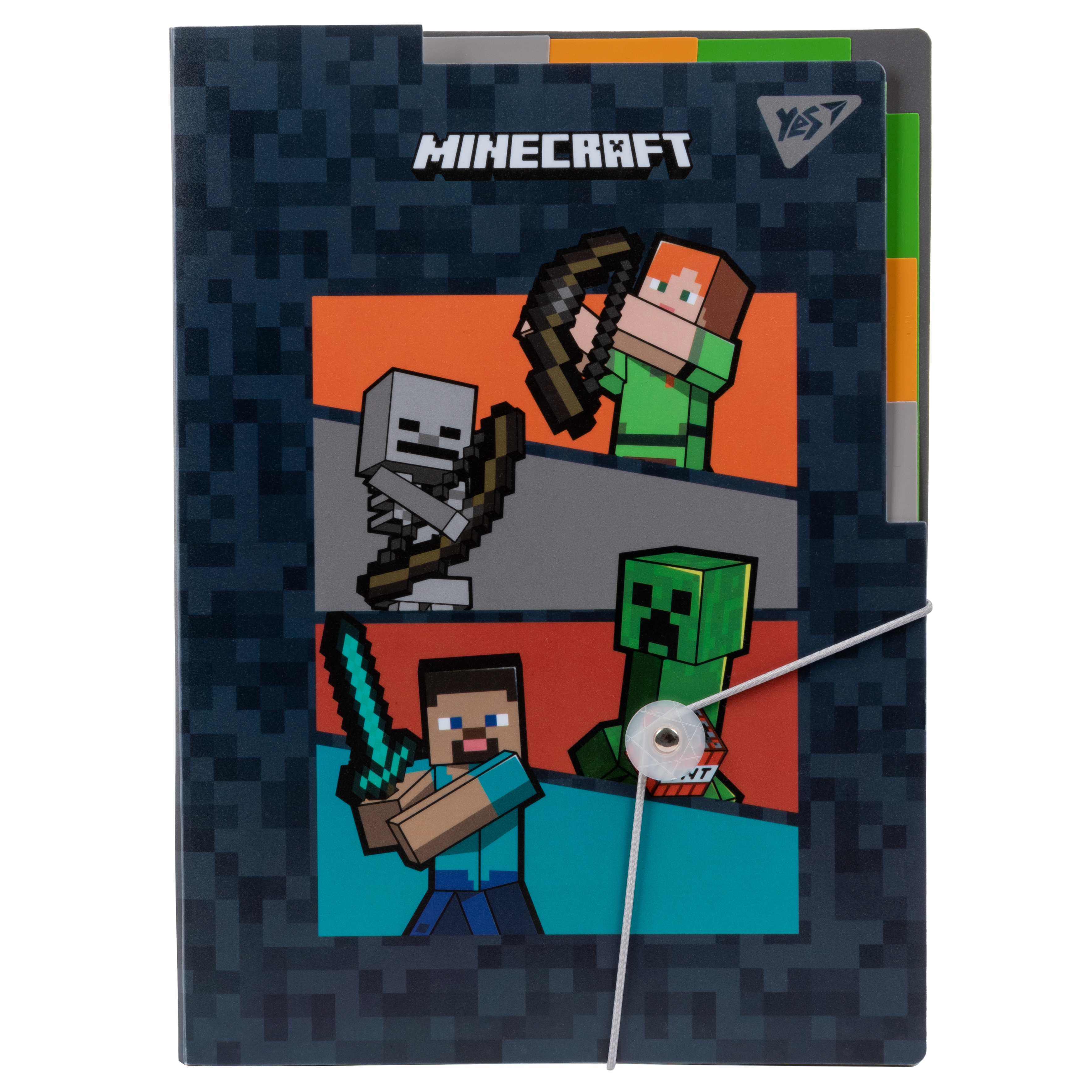 Папка YES А4 c 3 разделителями на резинке Minecraft (492112)