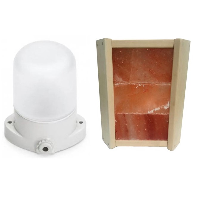 Світильник для лазні LINDNER Lisilux + Огорожа для світильника PRO 350х280 мм з гімалайської сіллю 3