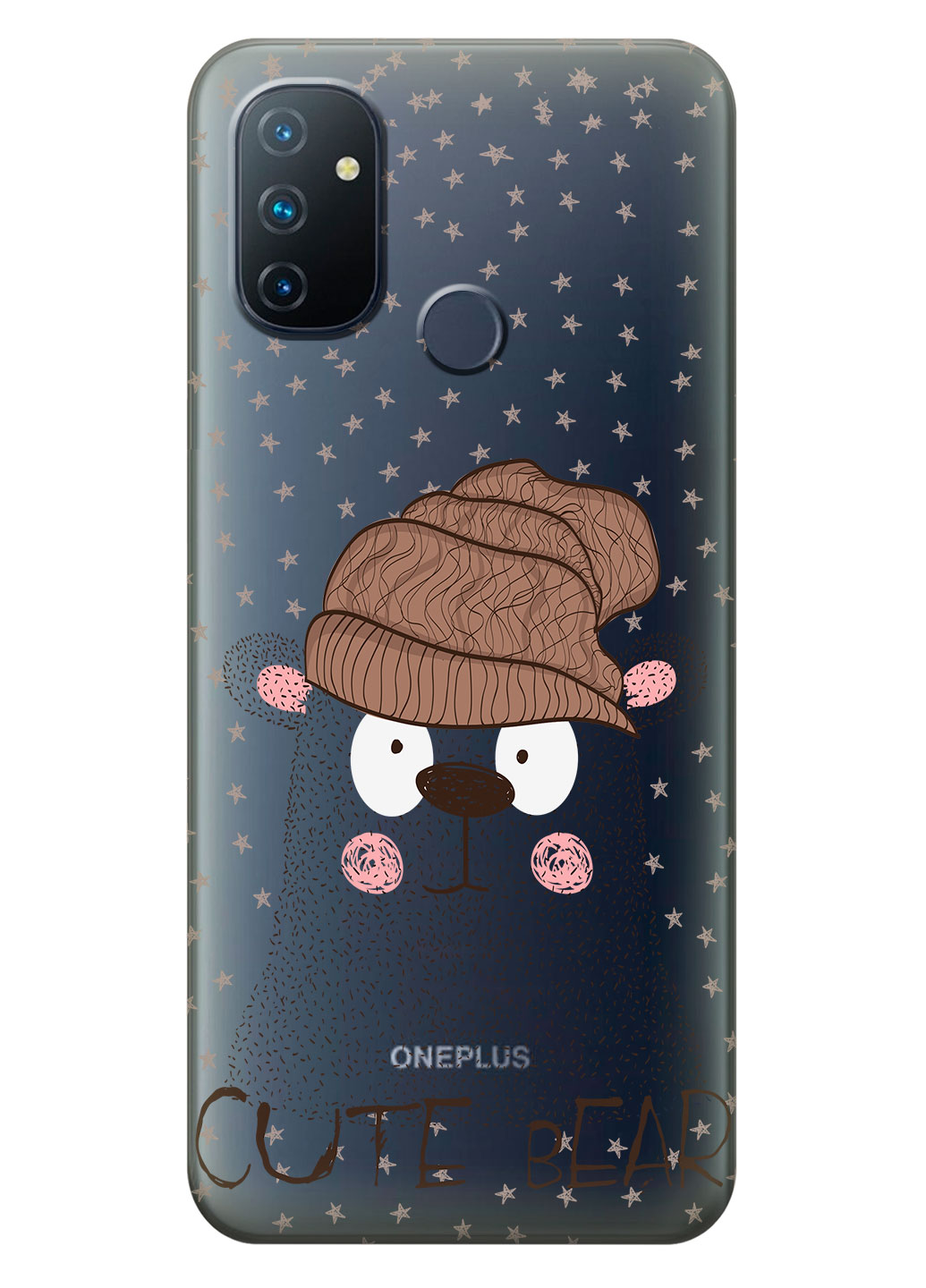 Прозрачный силиконовый чехол iSwag для OnePlus Nord N100 с рисунком - Медведь (KS14609)