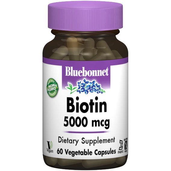 Биотин Bluebonnet Nutrition Biotin 5000 mcg 60 Veg Caps BLB0447